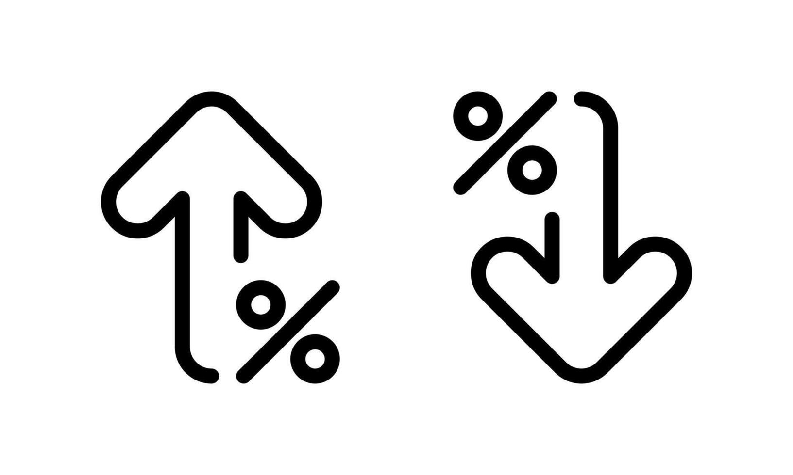 Percent arrow up and down outline icon. Percentage growth and decline arrows sign symbol vector