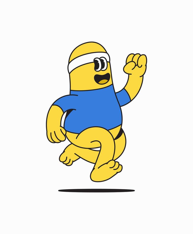 Active yellow character running vector