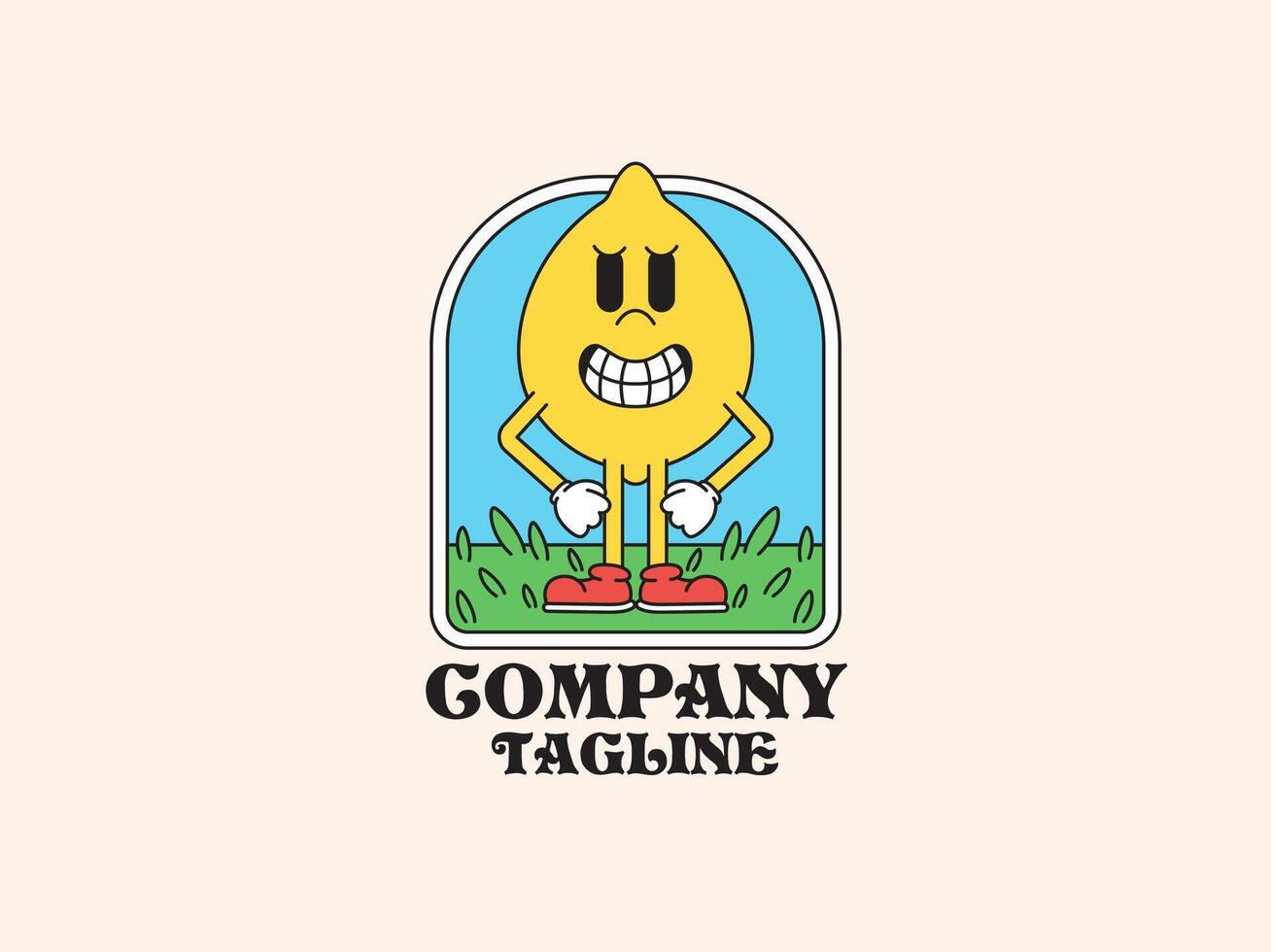 Lemon cartoon retro mascot logo vector
