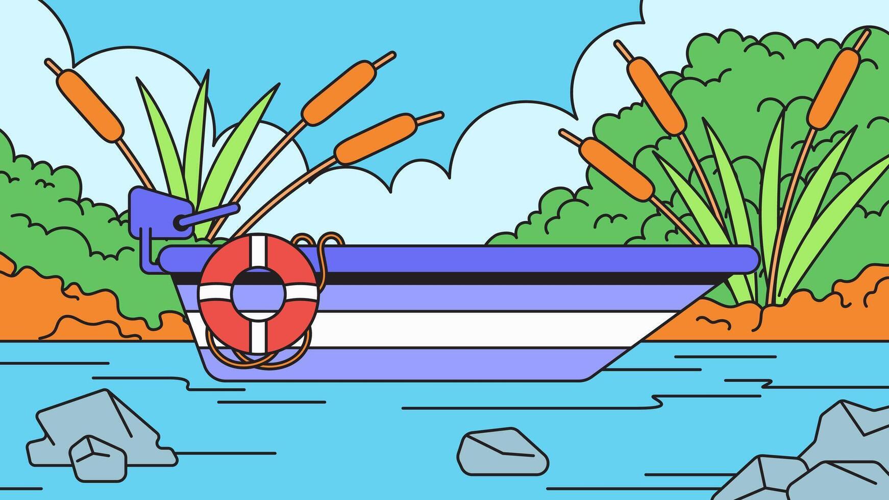 Serene boat illustration vector