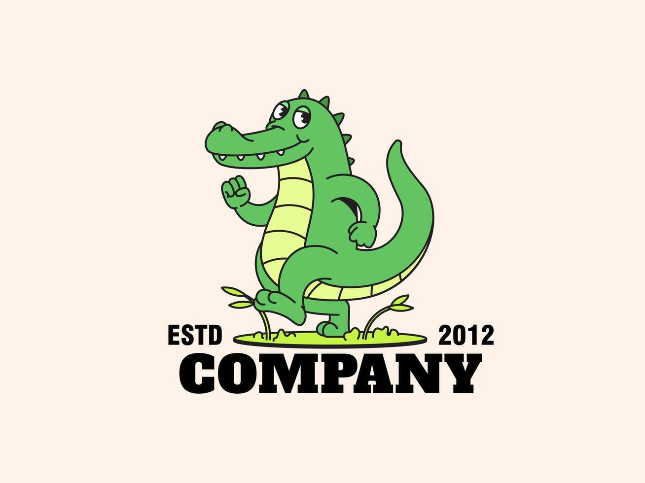 Alligator walking cartoon mascot hand drawn vector