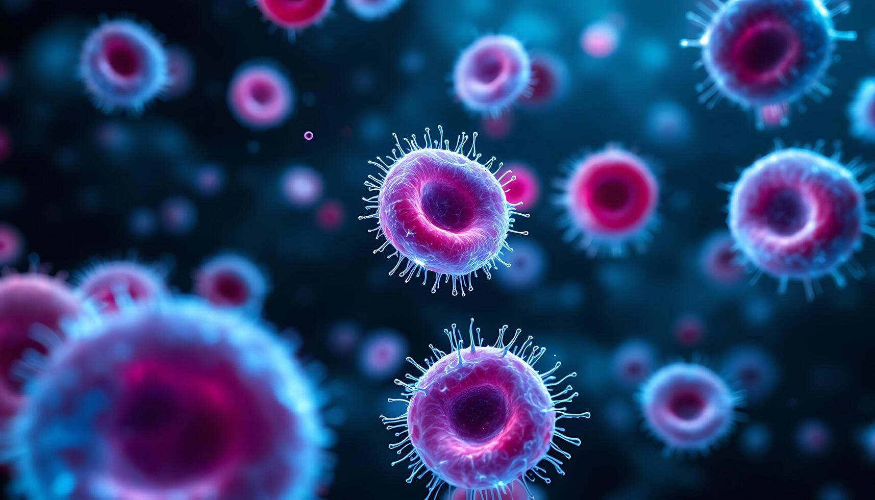 Microscopic World . A Close-Up View of Viral Cells photo