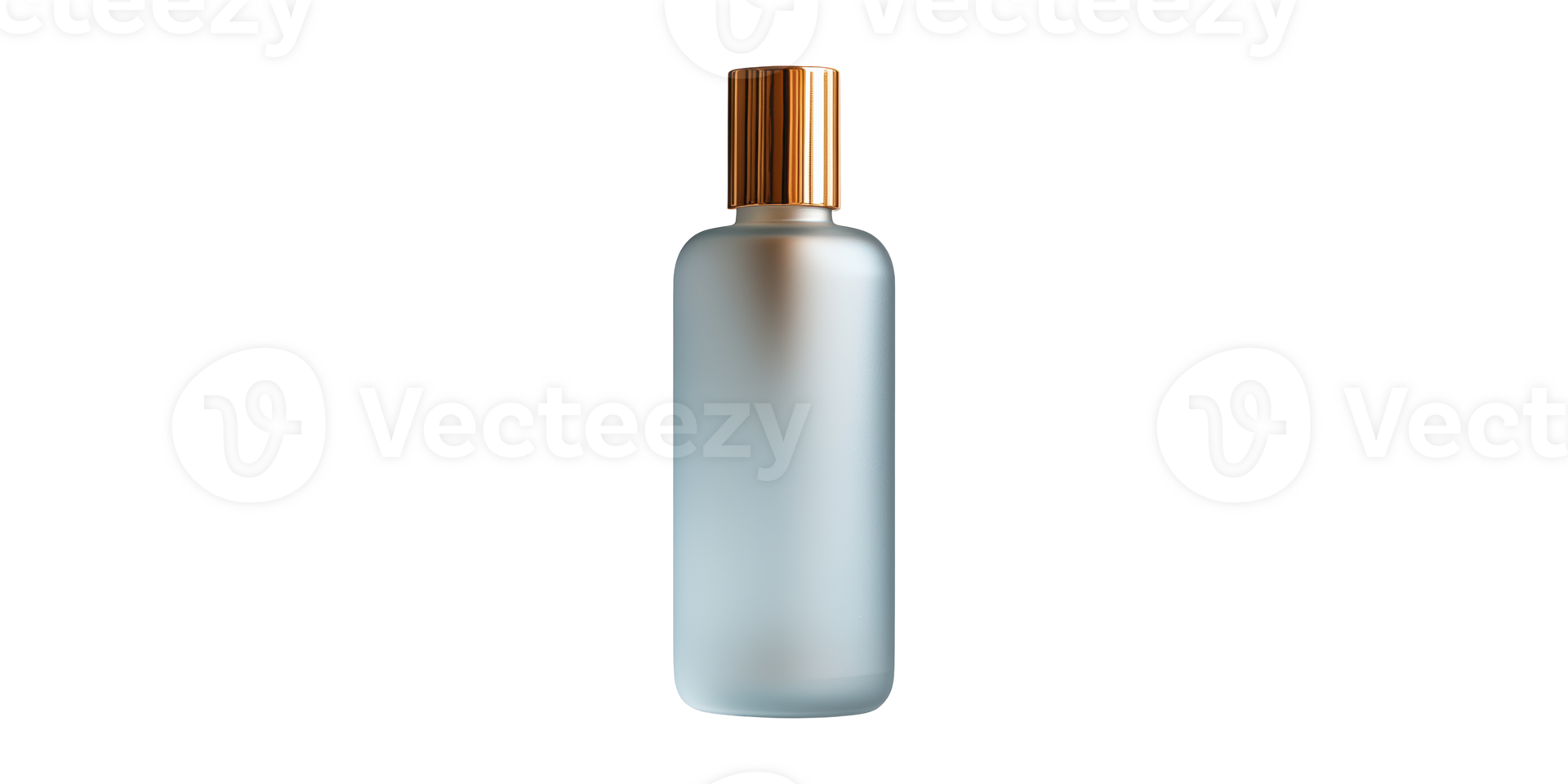 Frosted glass bottle with golden cap isolated on transparent background png
