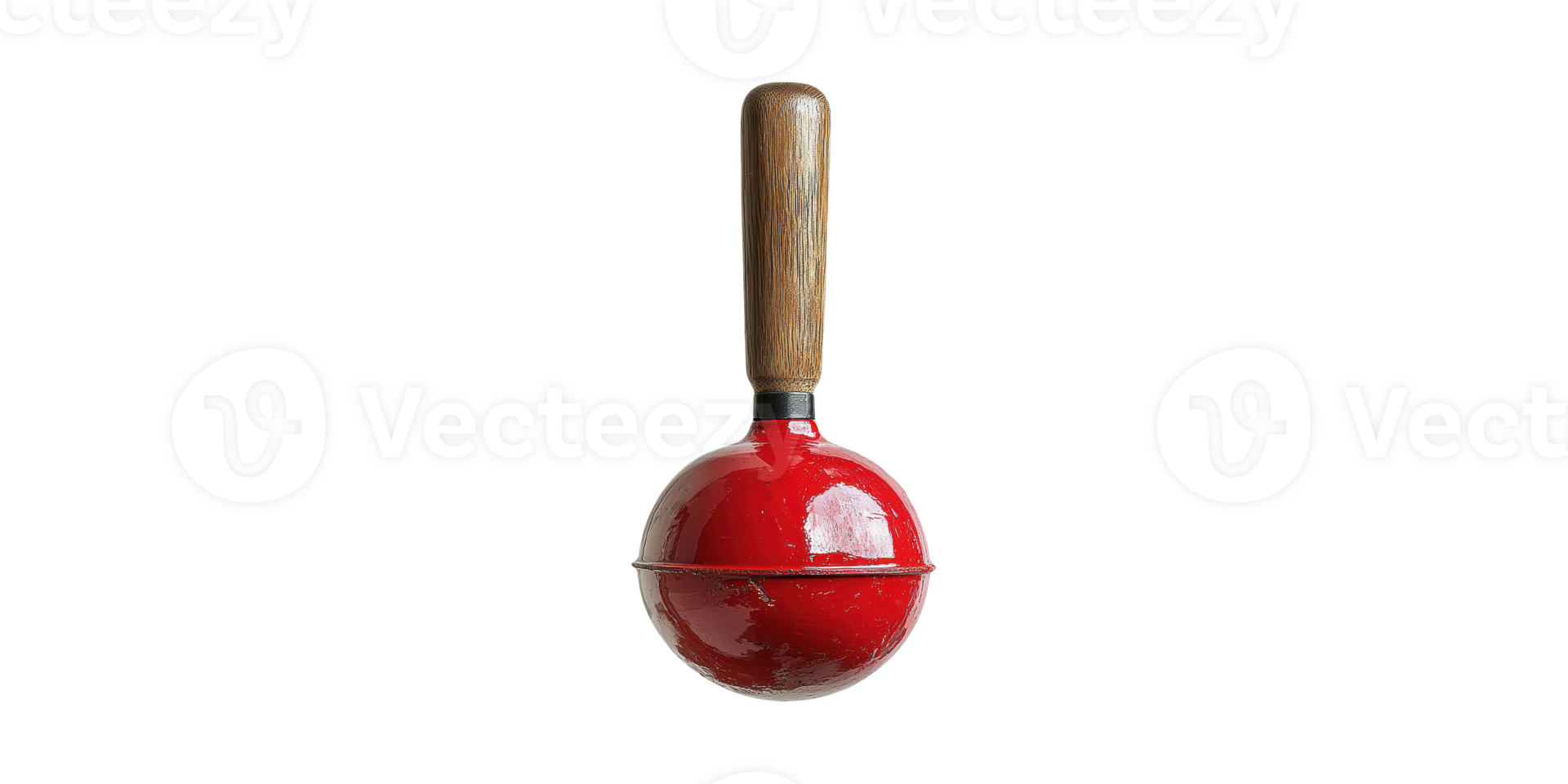 Red maraca with wooden handle isolated on transparent background png