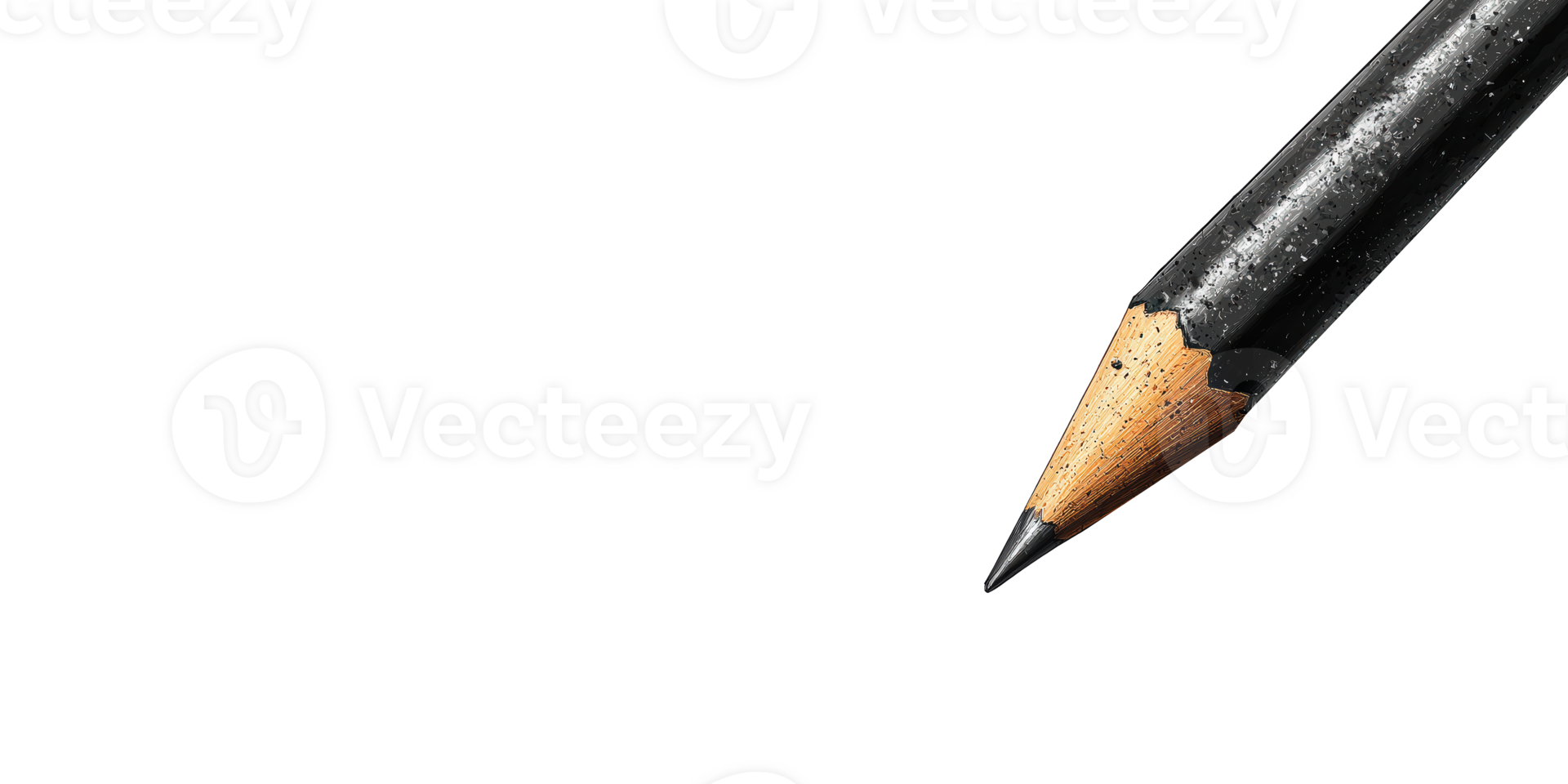 Black graphite pencil tip isolated on transparent background png