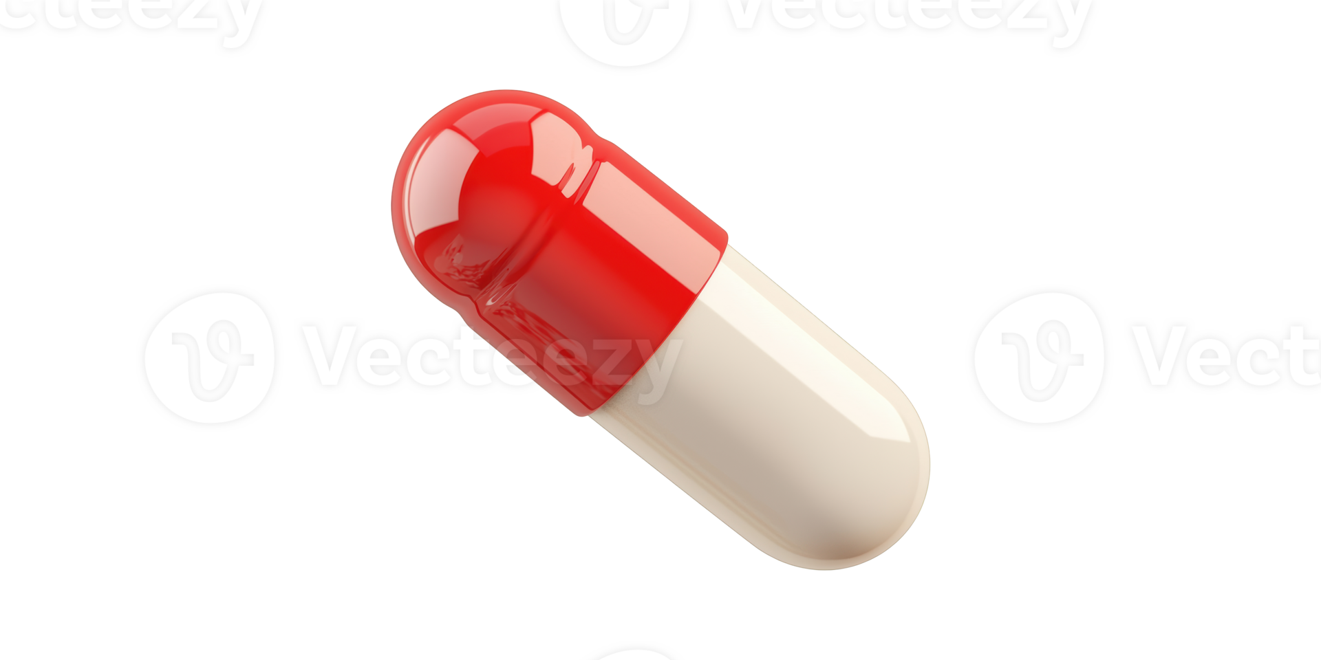 Red and white pill capsule isolated on transparent background png