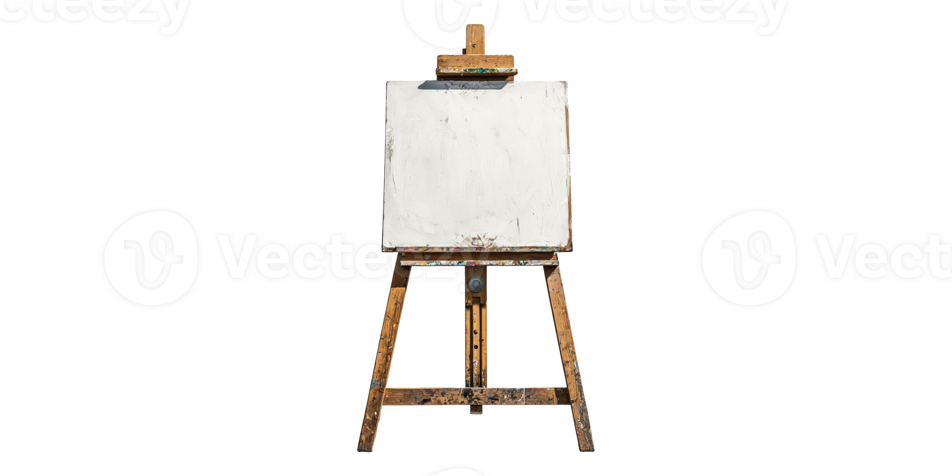 Blank wooden easel with canvas isolated on transparent background png