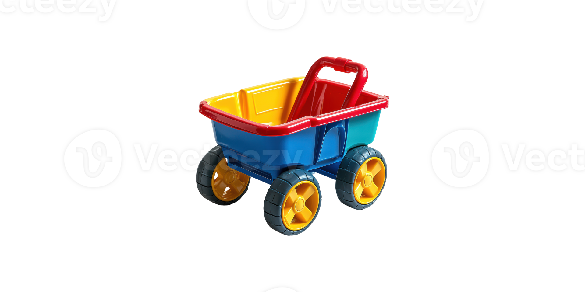 Colorful toy wagon with four wheels isolated on transparent background png