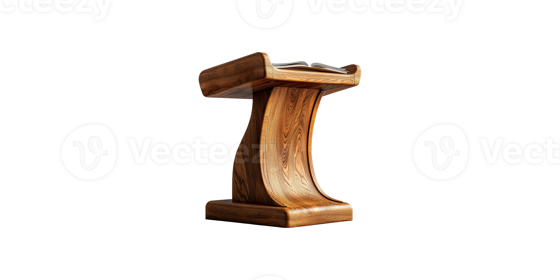 Wooden lectern with open book isolated on transparent background png