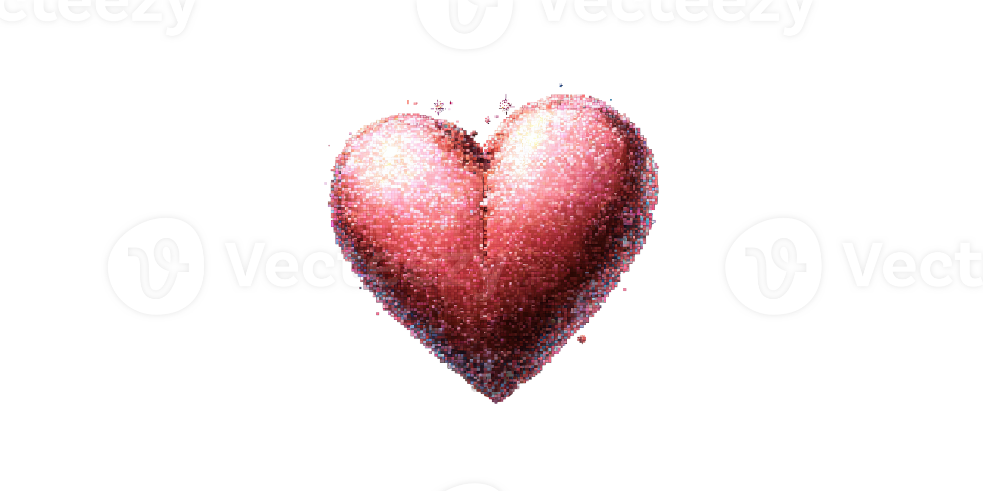 Pixelated heart shape with glitter isolated on transparent background png