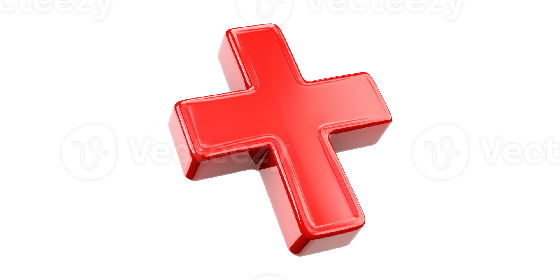 Red 3d glossy cross icon isolated on transparent background png