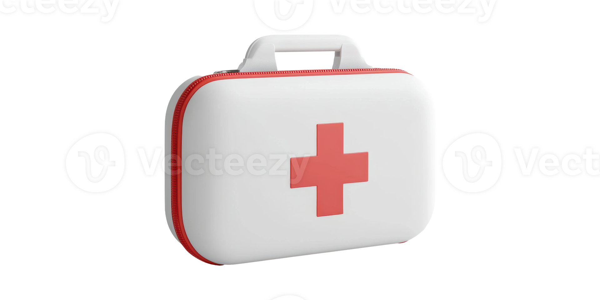 White first aid kit with cross symbol on transparent background png