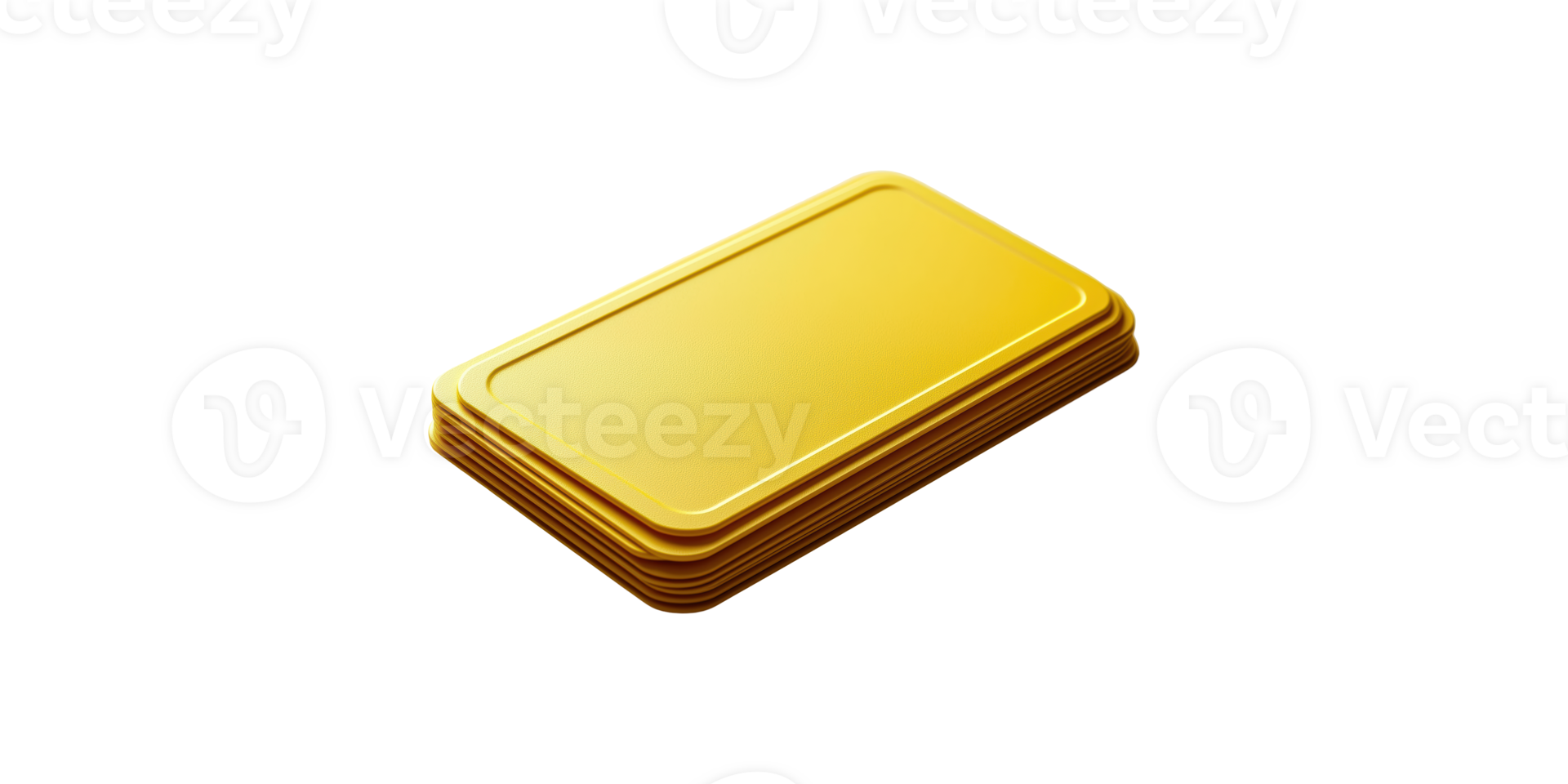 Stack of yellow plastic rectangles isolated on transparent background png