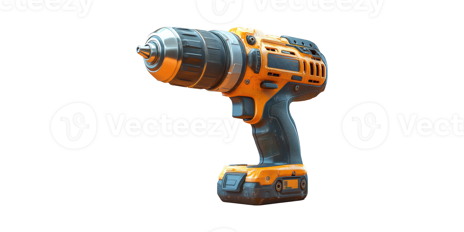 Orange cordless power drill isolated on transparent background png