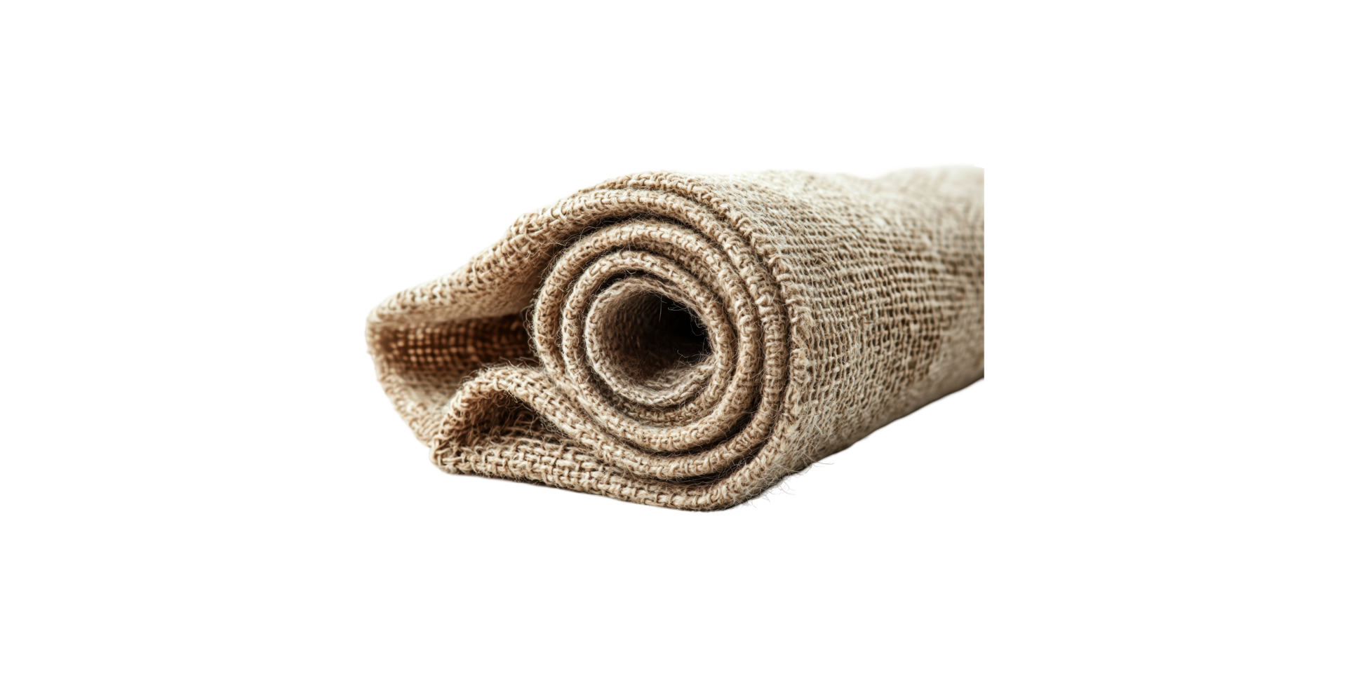 Rolled burlap fabric close-up isolated on transparent background png