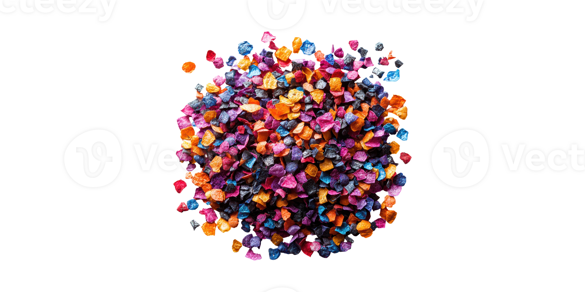 Multicolored crushed stones pile isolated on transparent background png