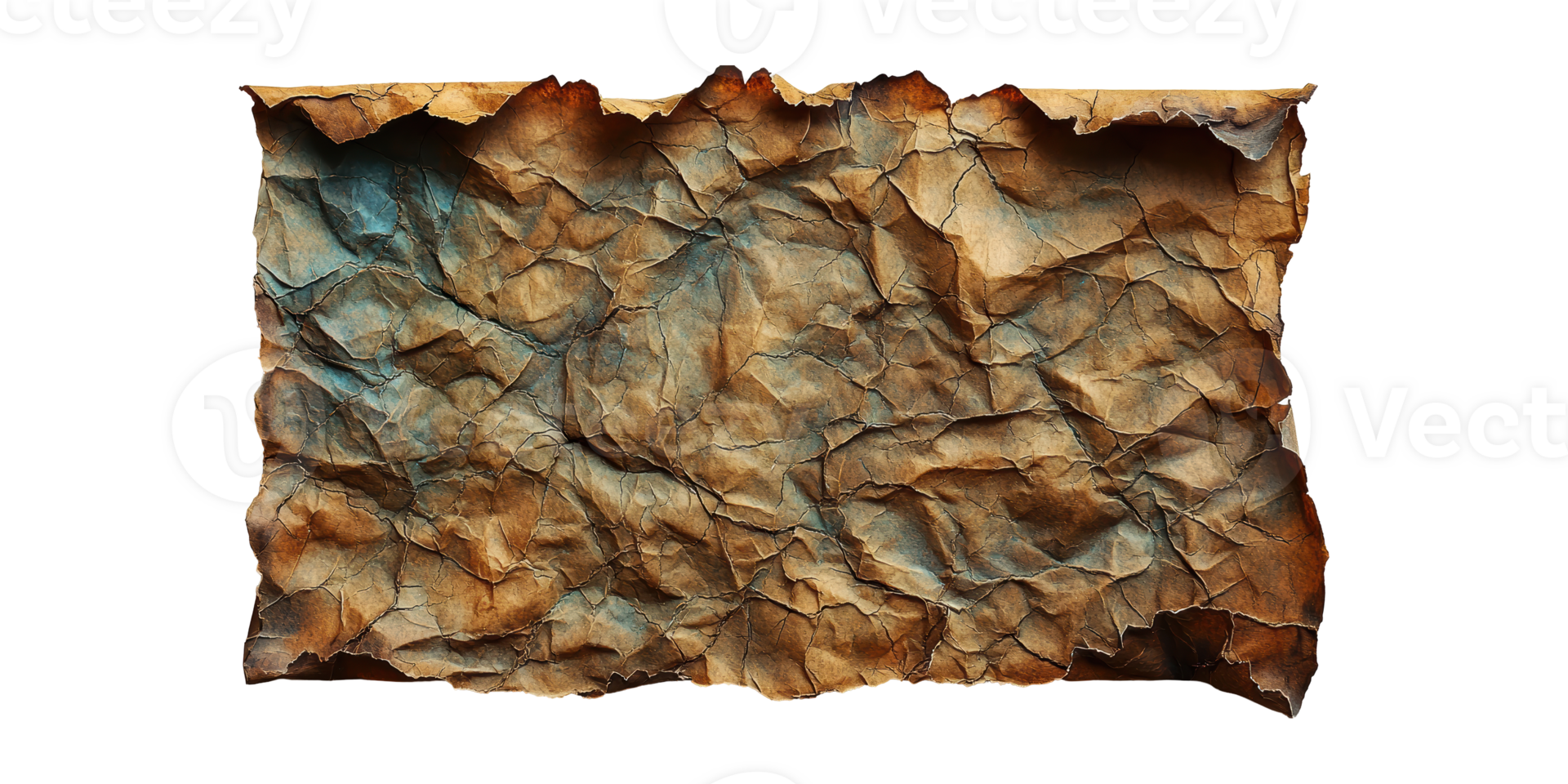 Old wrinkled paper with vintage texture isolated on transparent background png