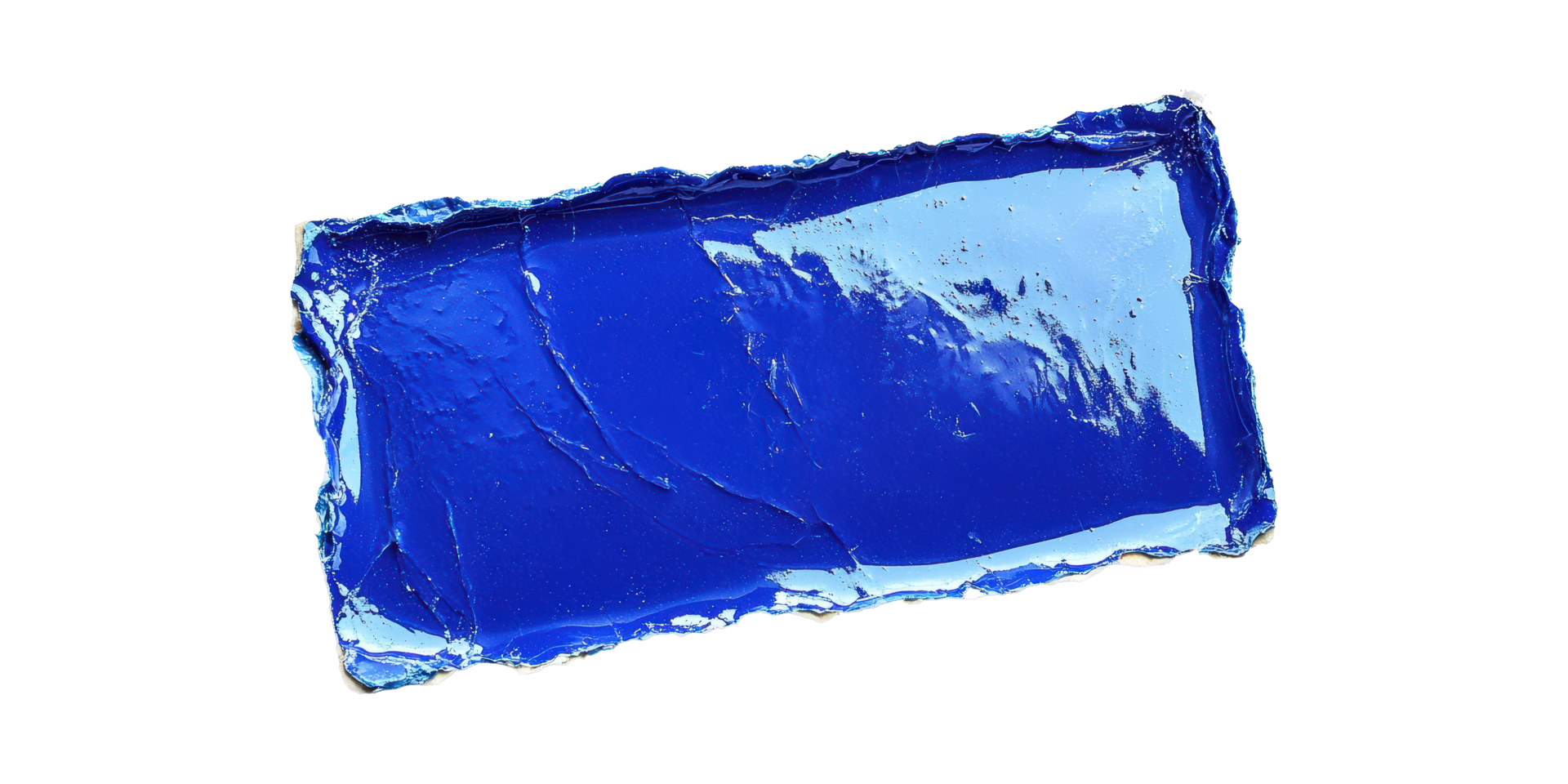 Blue paint swatch with rough edges isolated on transparent background png
