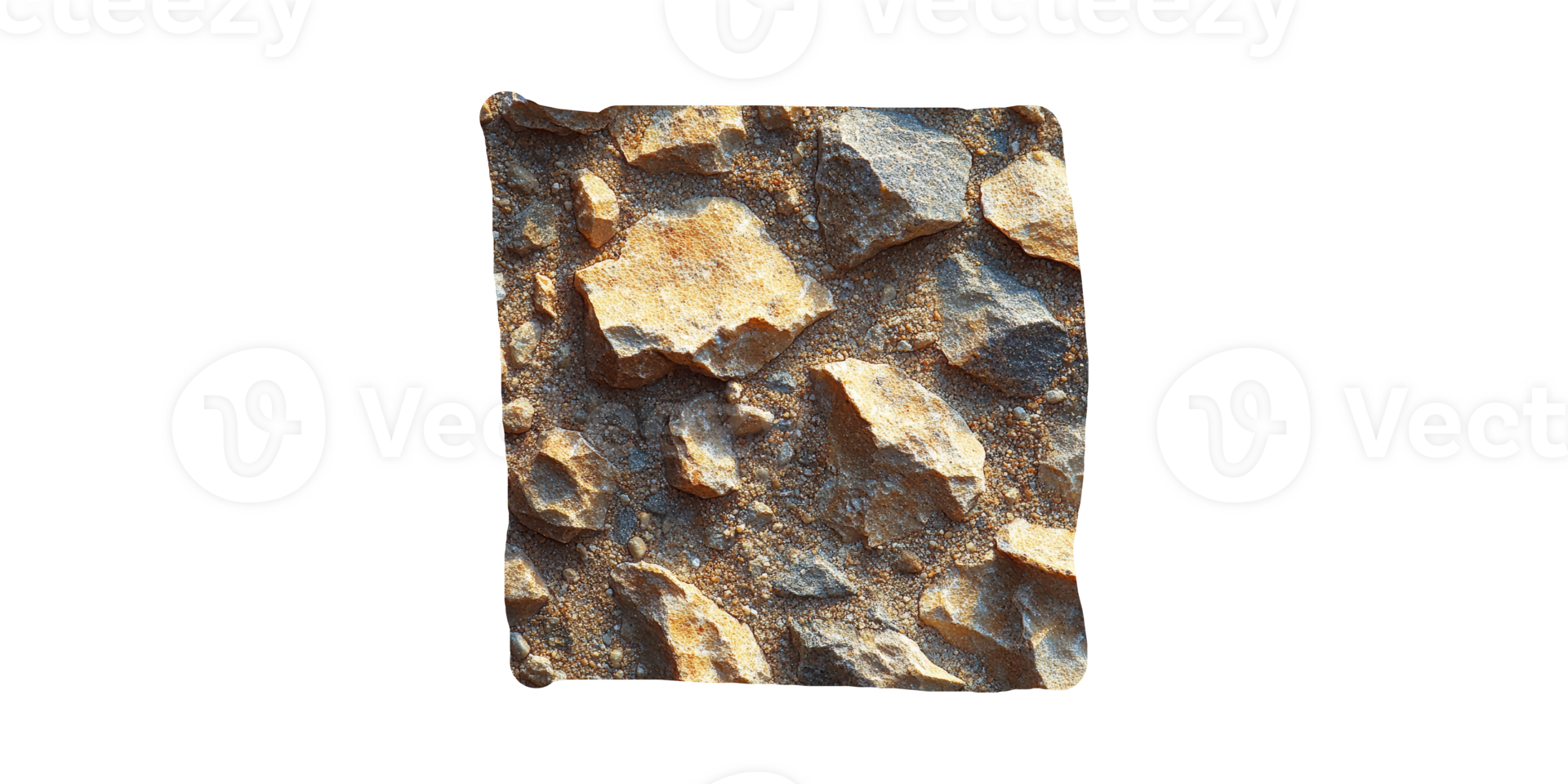 Rough stone texture with jagged edges isolated on transparent background png
