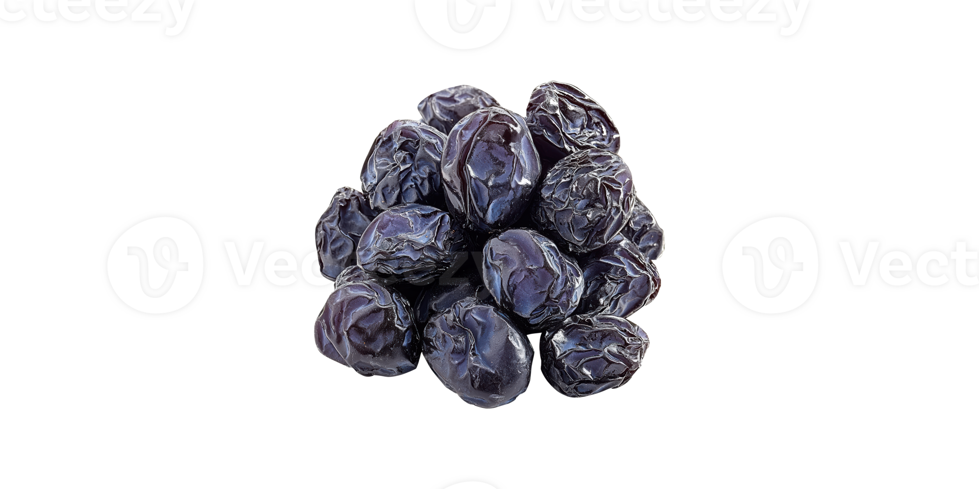 Cluster of black dried dates isolated on transparent background png