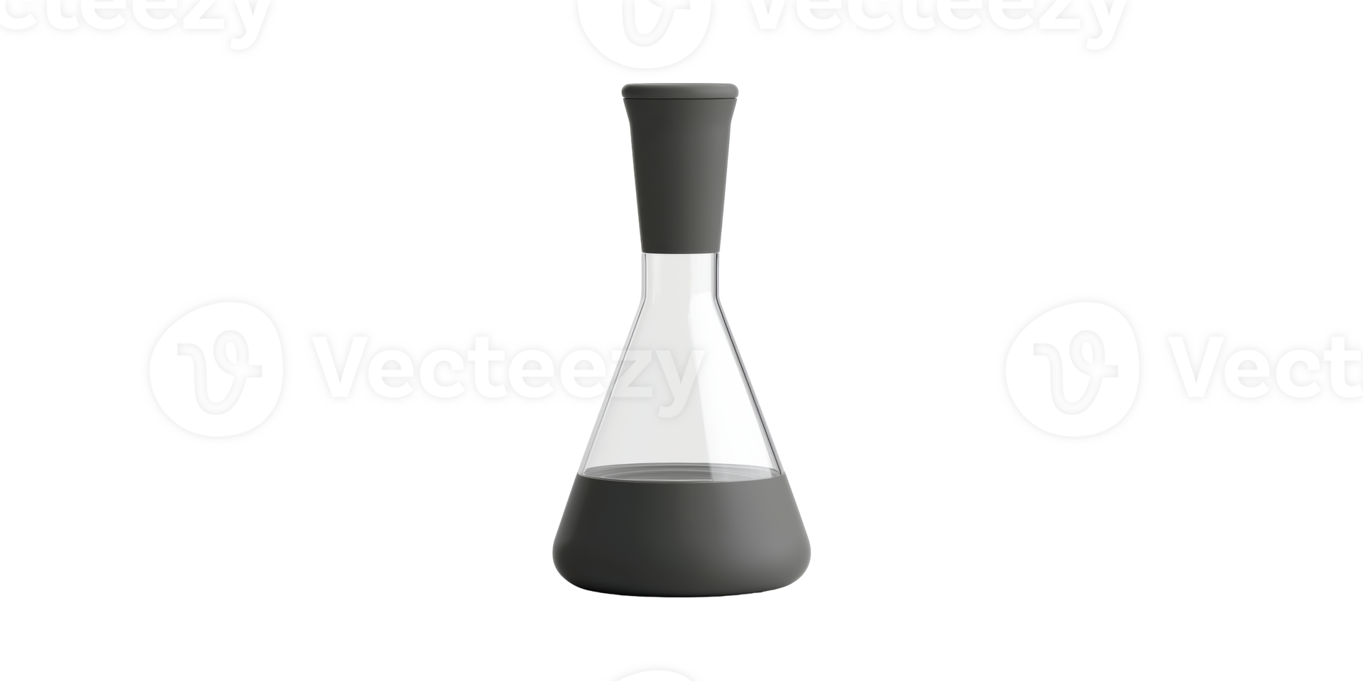 Modern glass carafe with dark grey silicone base isolated on transparent background png