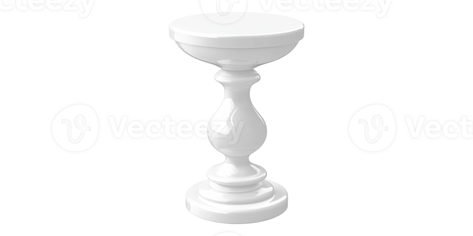 White ceramic pedestal table isolated on transparent background png