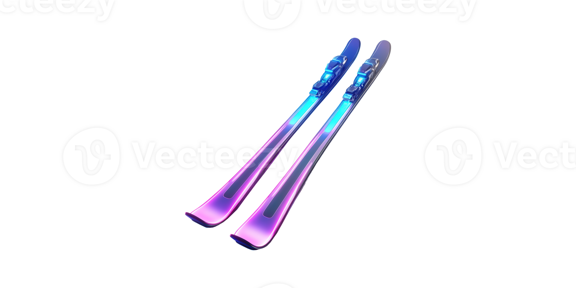 Colorful skis with bindings isolated on transparent background png