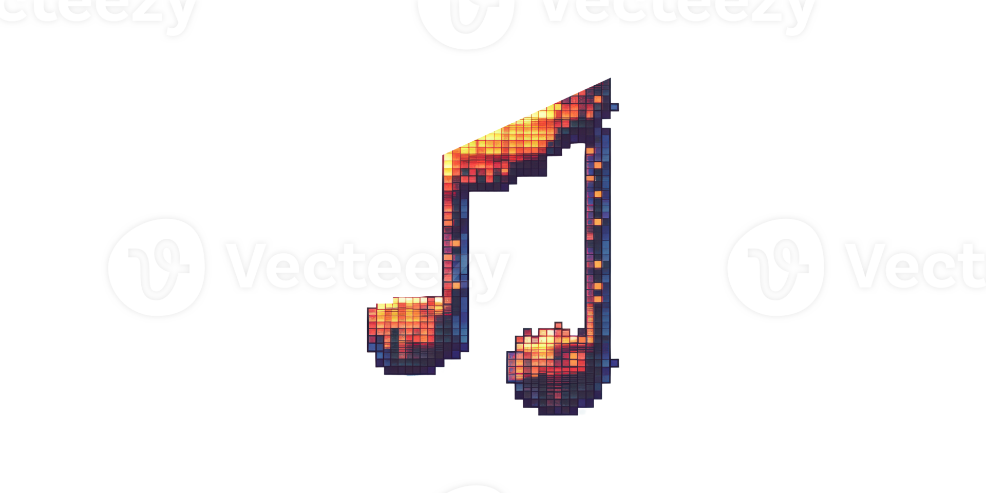 Pixel art music note isolated on transparent background png