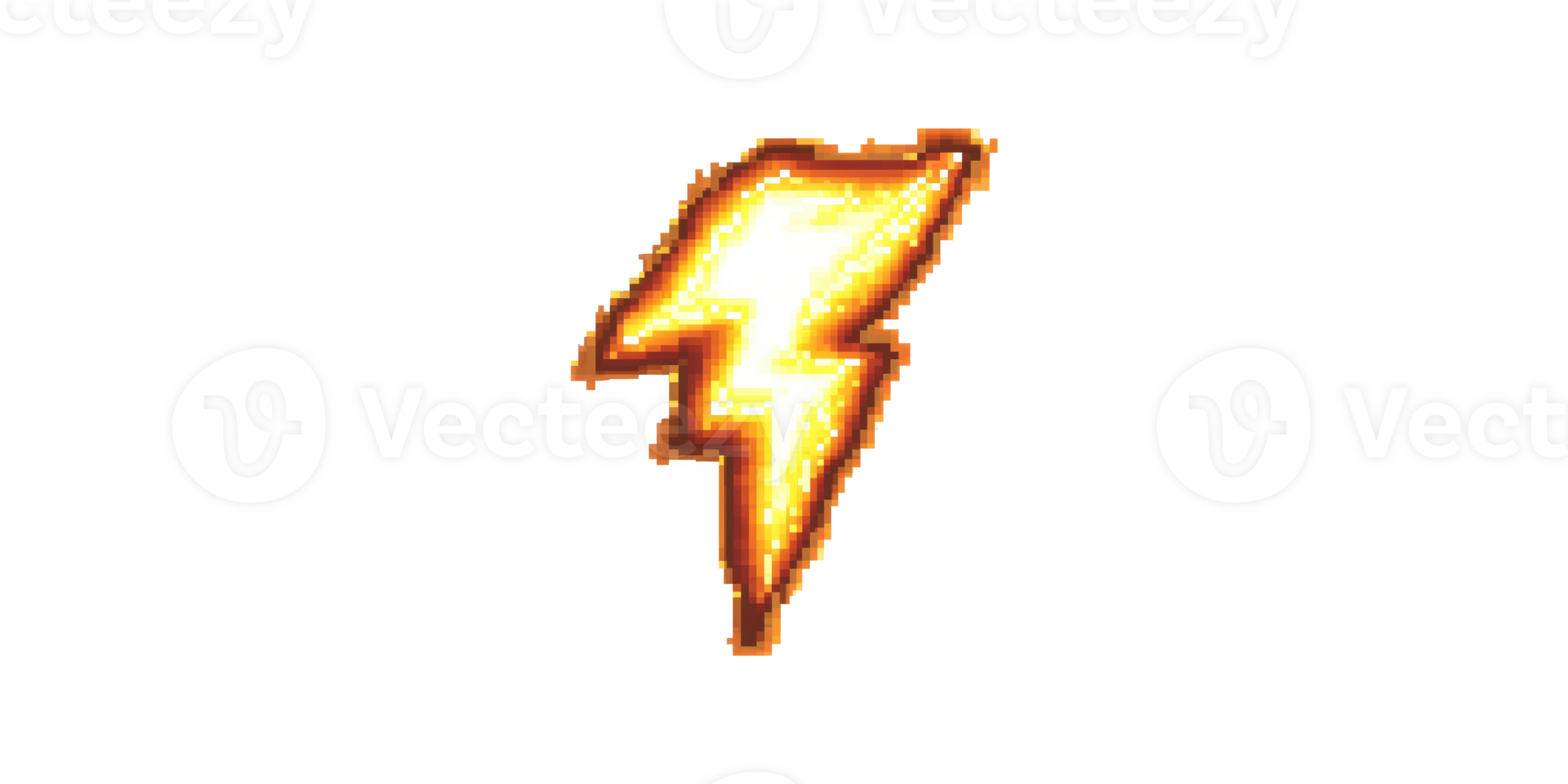 Pixelated lightning bolt icon isolated on transparent background png