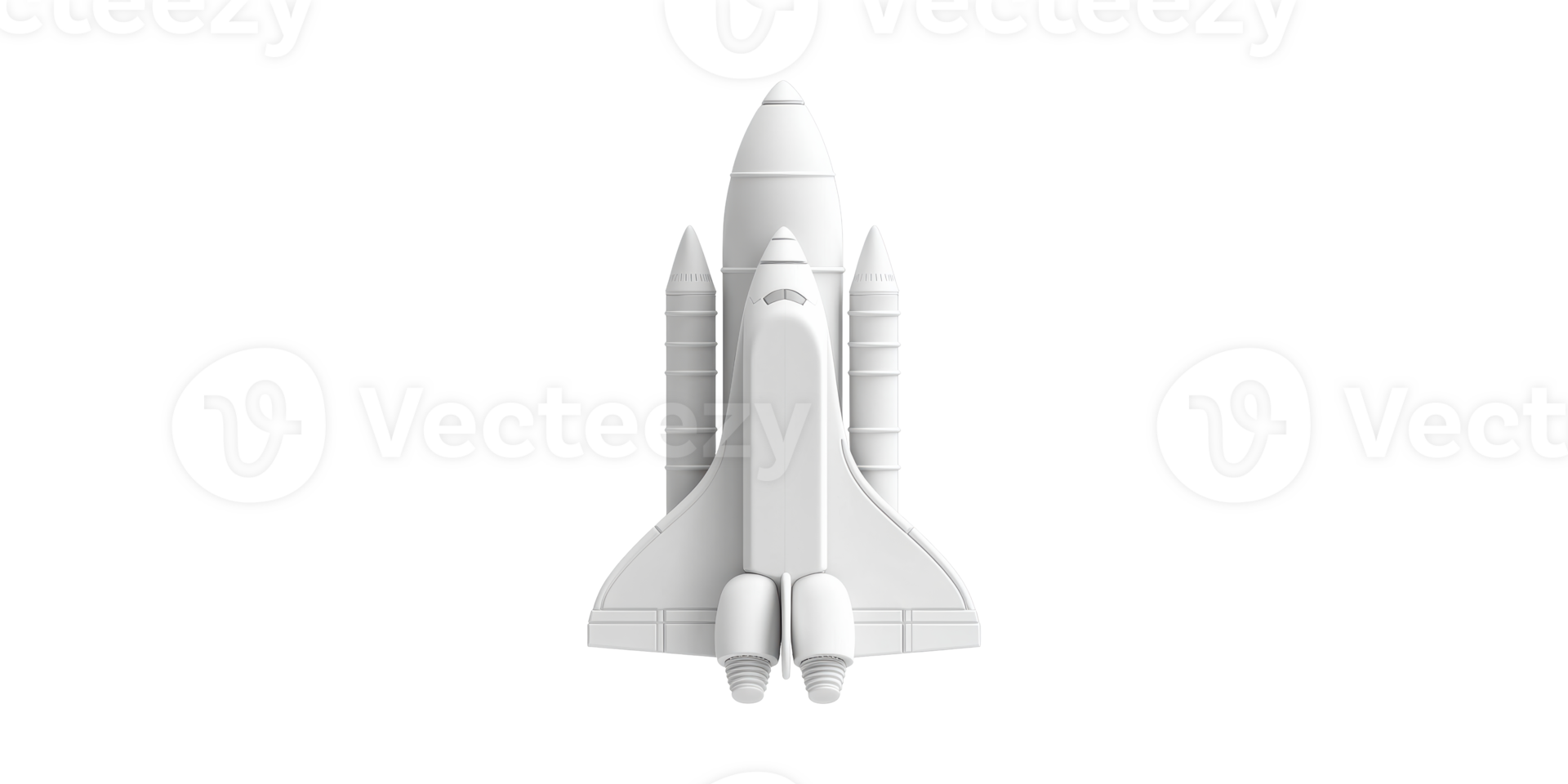 White space shuttle model top view isolated on transparent background png