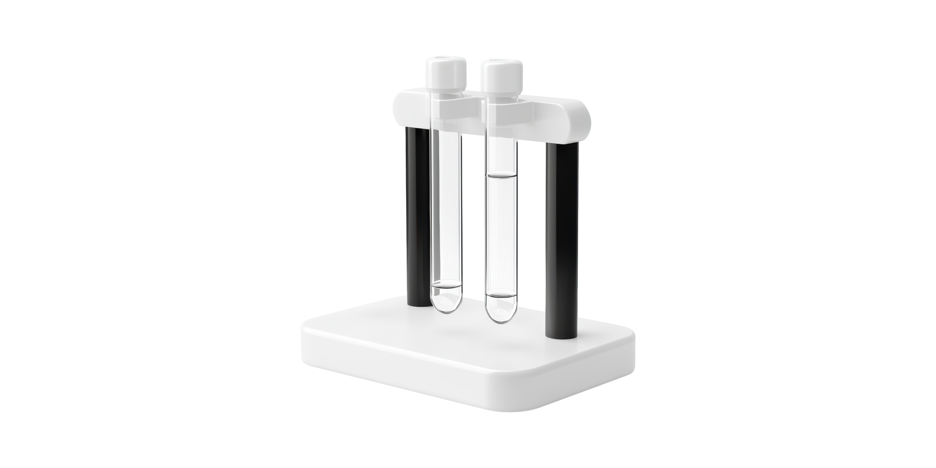 Laboratory test tubes in holder isolated on transparent background png