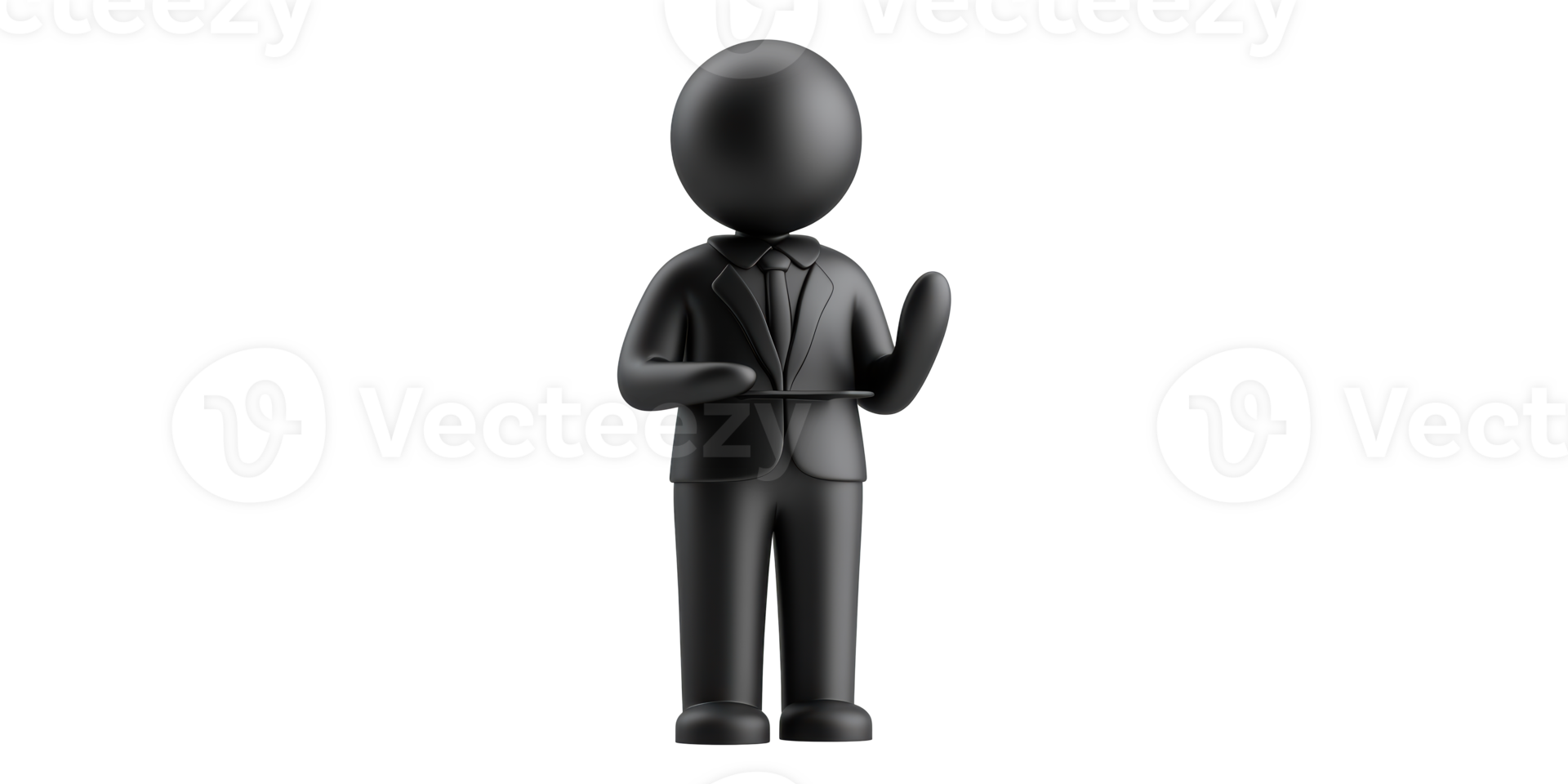 Black businessman figure in suit isolated on transparent background png