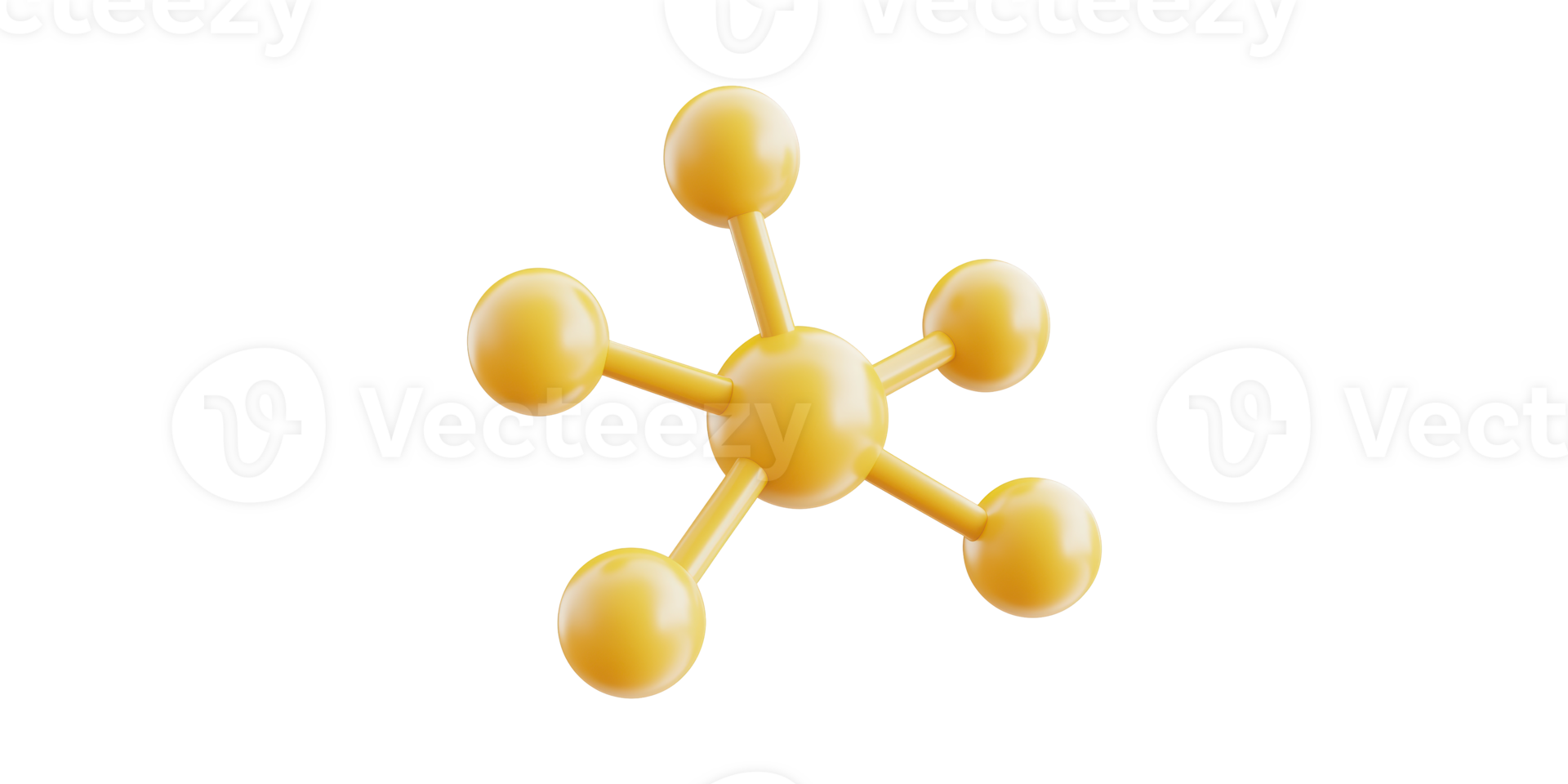 Yellow atom structure model isolated on transparent background png