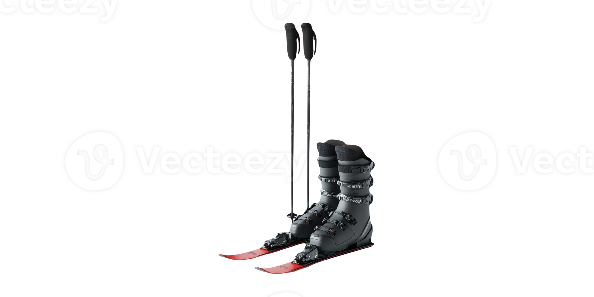 Ski boots and poles set isolated on transparent background png