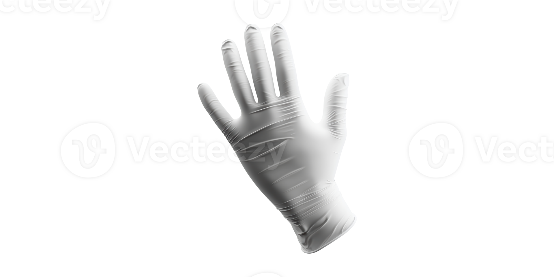 White latex glove facing upwards isolated on transparent background png