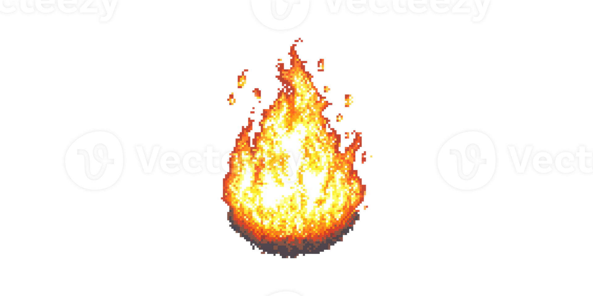Pixel art fire flame isolated on transparent background png