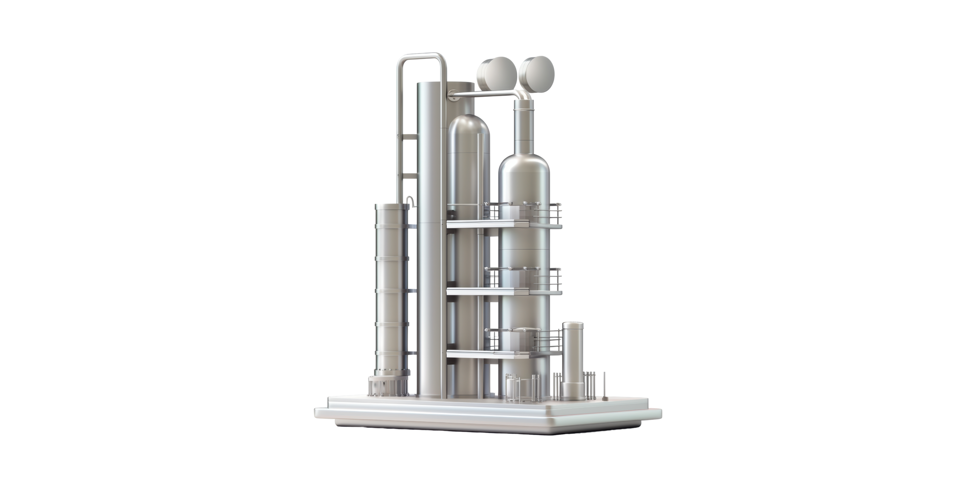 Industrial factory refinery model isolated on transparent background png