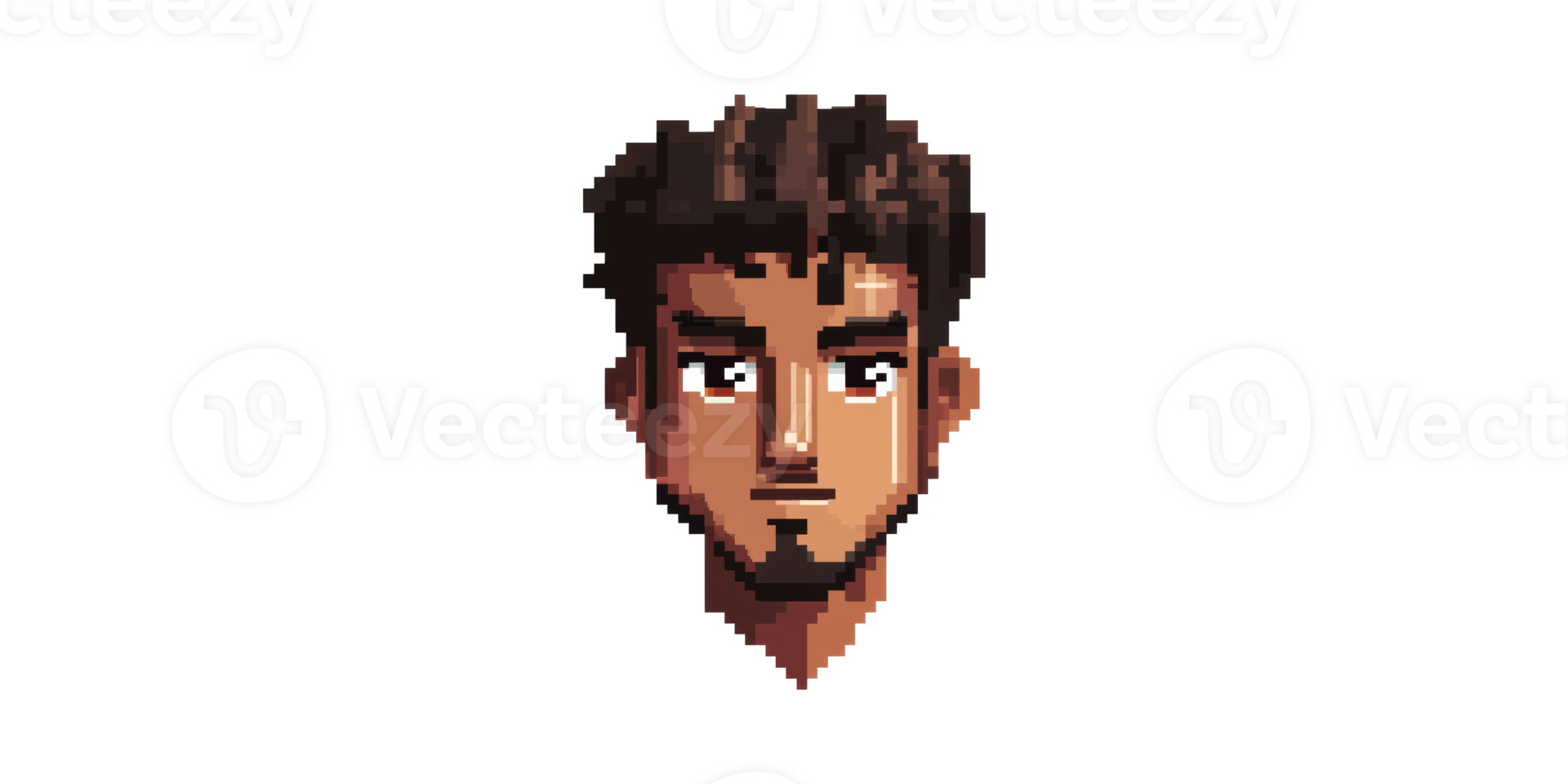 Pixel art male face with short hair isolated on transparent background png