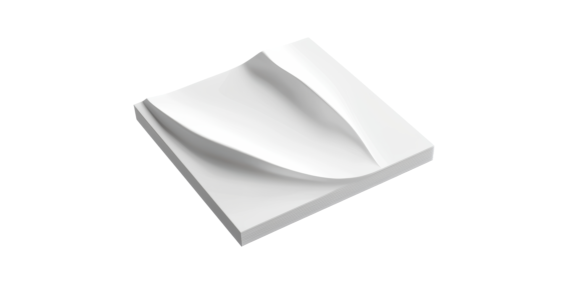 Stack of blank paper sheets with curled corner isolated on transparent background png