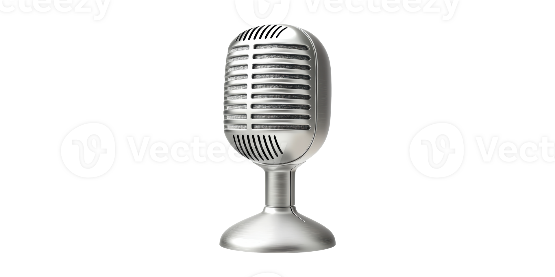 Vintage silver microphone isolated on transparent background png