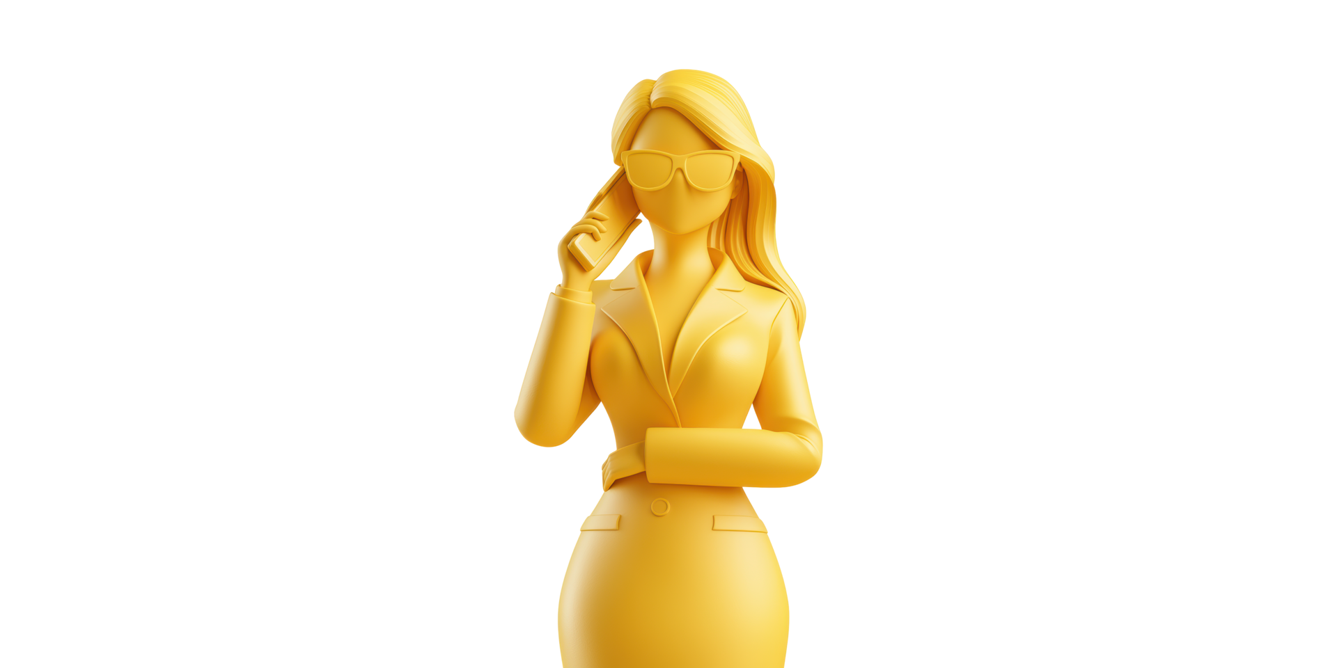Yellow female business figure isolated on transparent background png