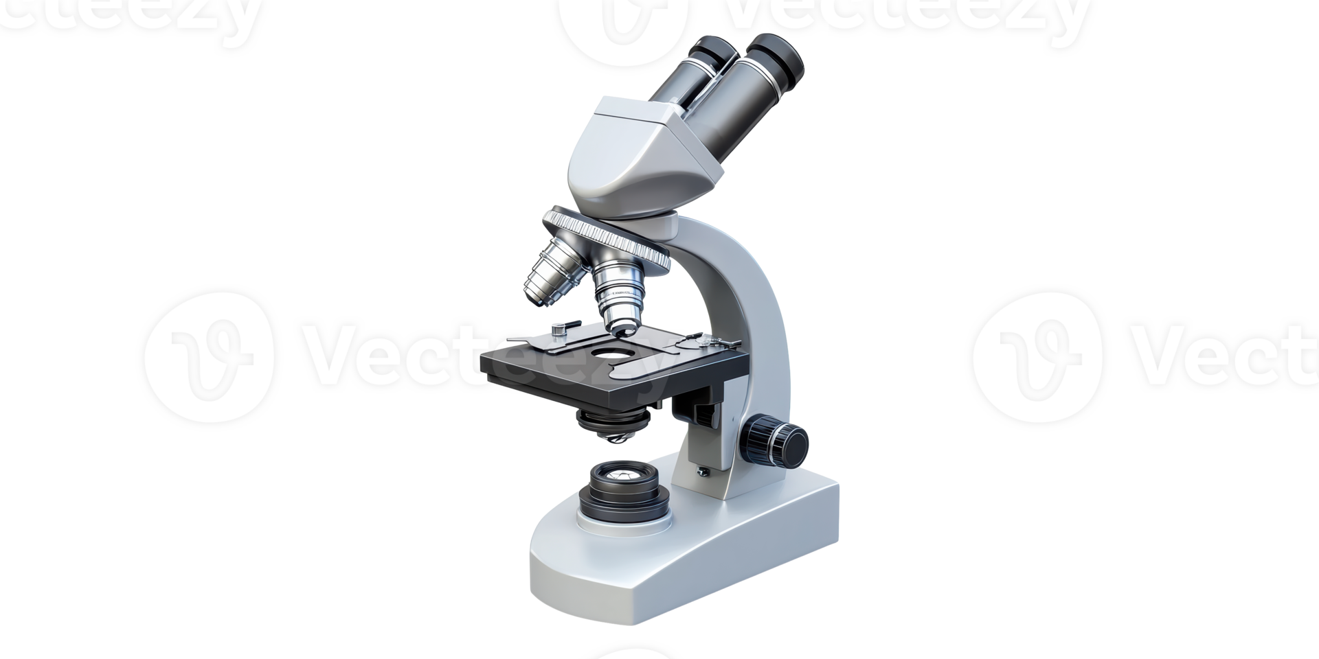 Laboratory microscope with dual lenses isolated on transparent background png