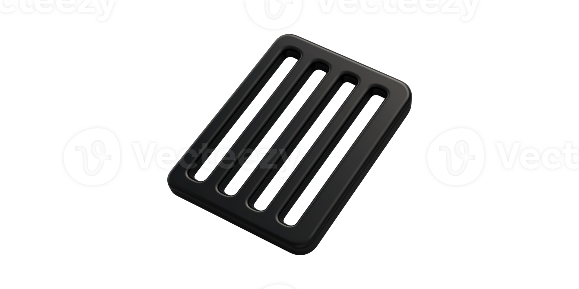 Black grate with four parallel slots isolated on transparent background png