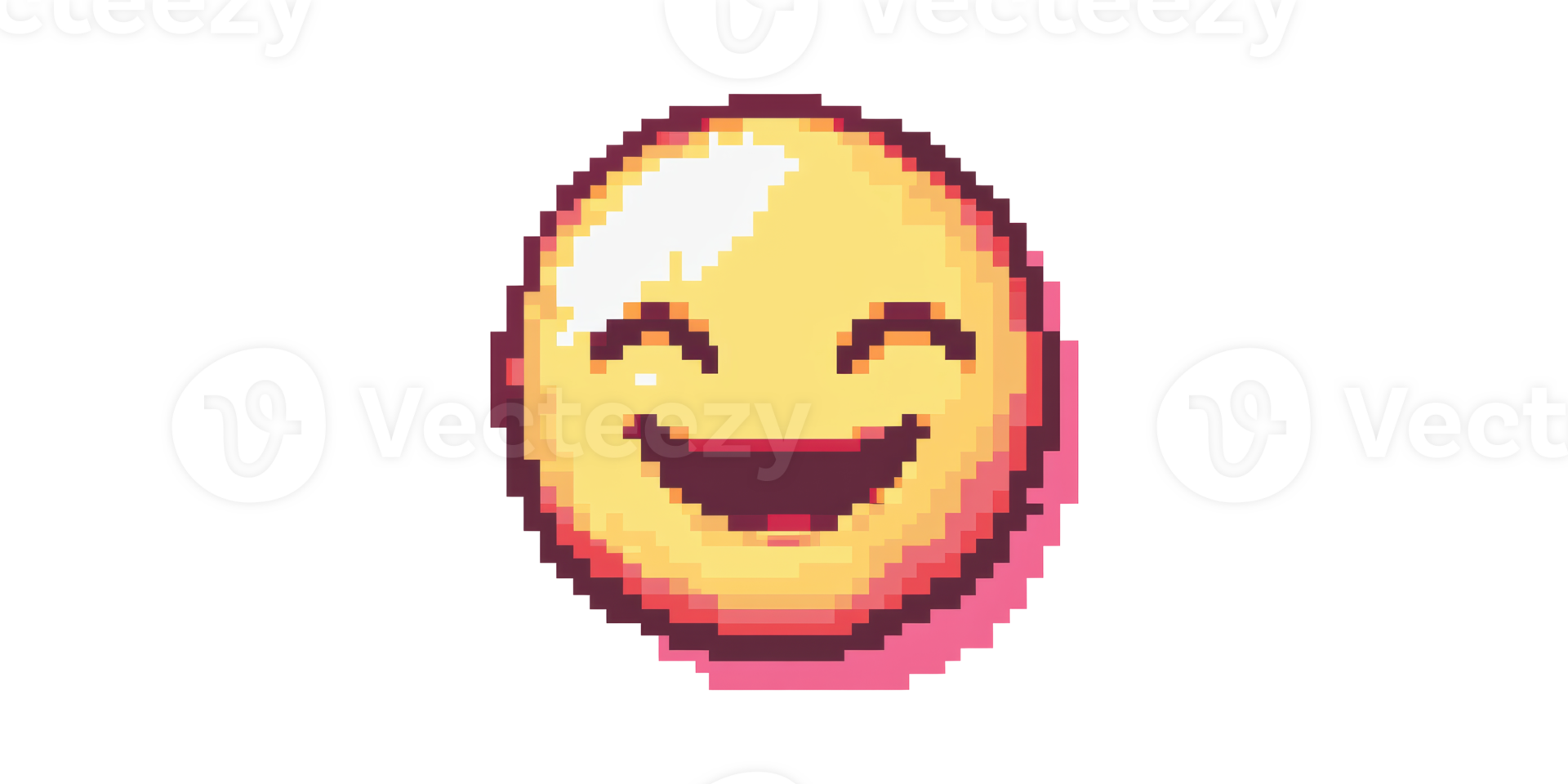 Smiling pixelated emoji face isolated on transparent background png