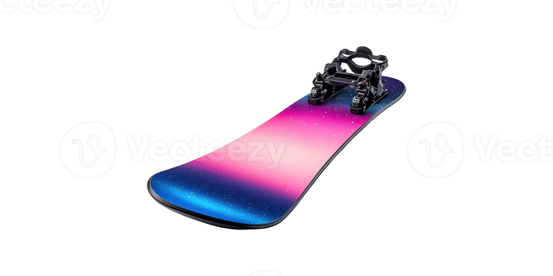 Colorful gradient snowboard with binding isolated on transparent background png