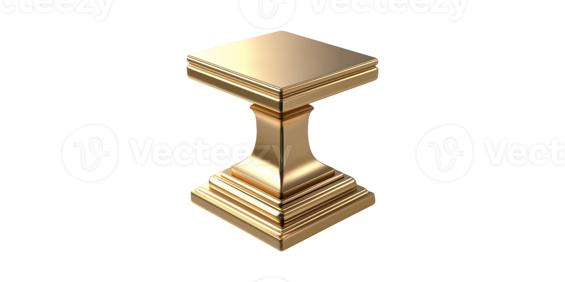 Golden square pedestal isolated on transparent background png