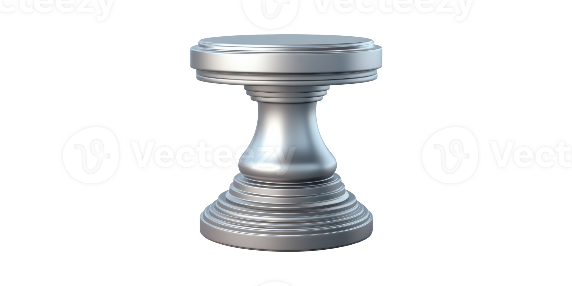 Silver metallic pedestal table base isolated on transparent background png
