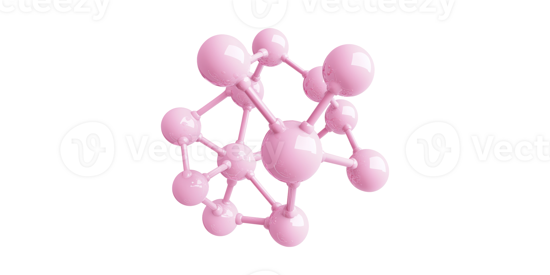Pink molecular structure model isolated on transparent background png