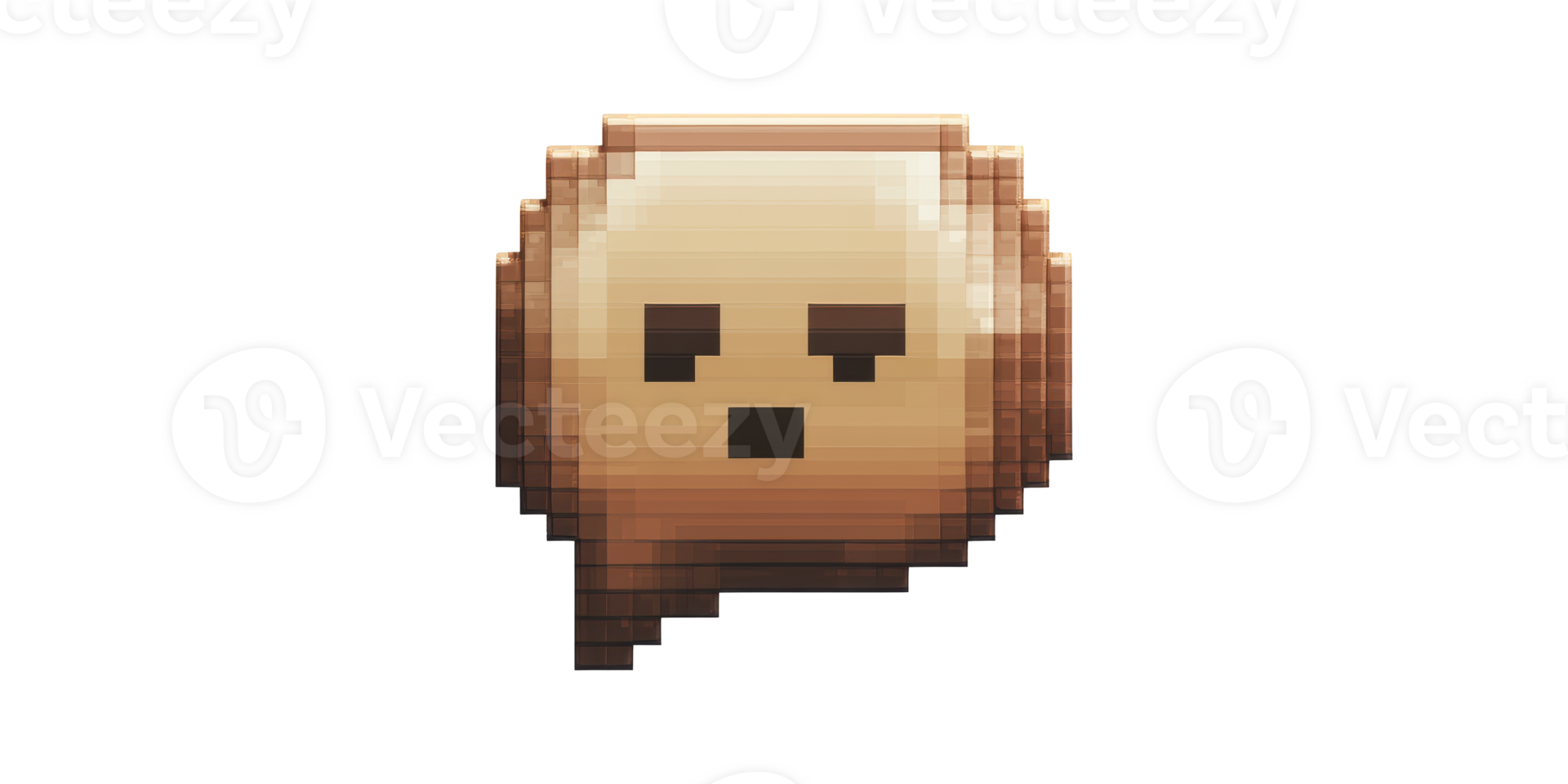 Pixelated speech bubble with surprised expression isolated on transparent background png