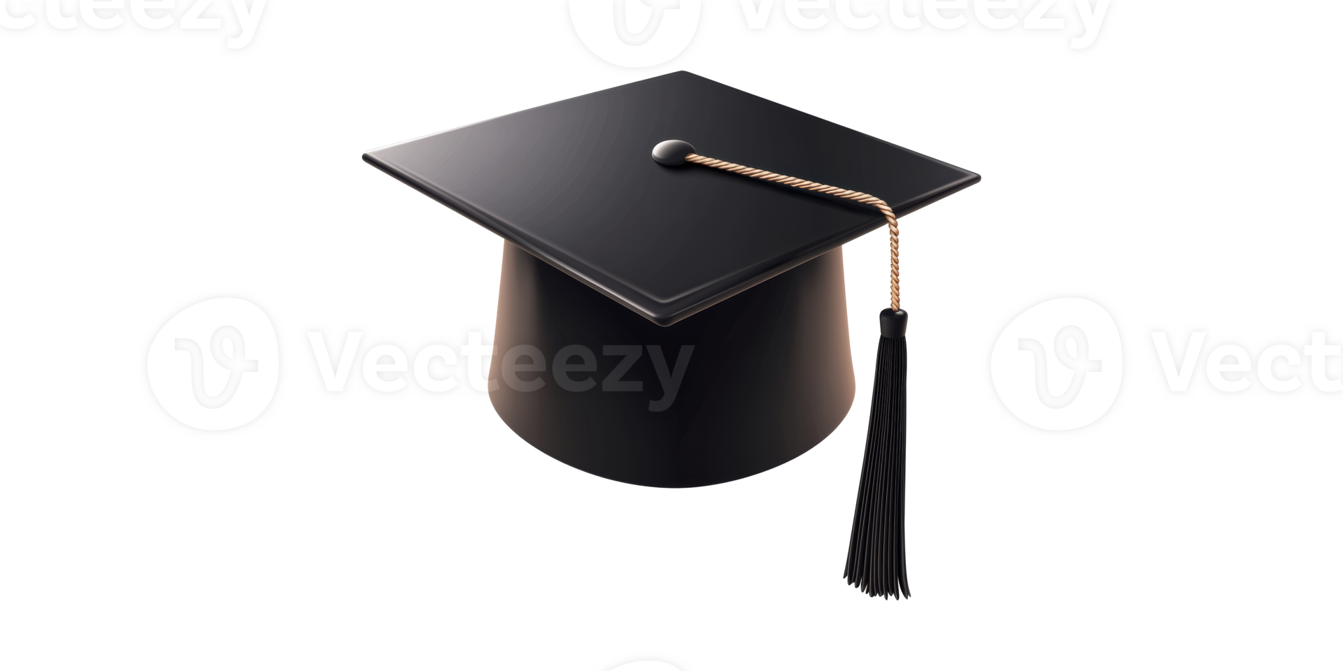 Black graduation cap with tassel on transparent background png